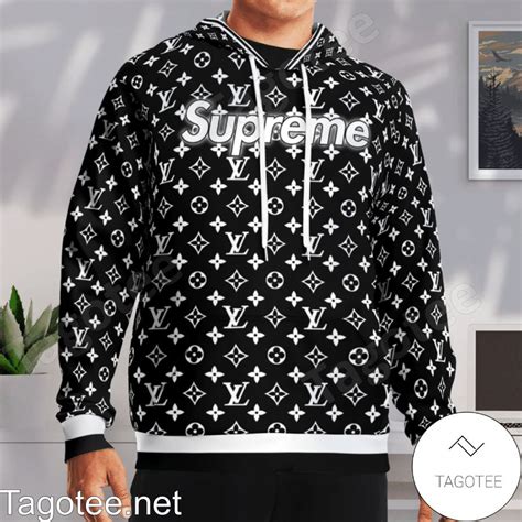 supreme hoodie louis vuitton black|supreme louis vuitton tracksuit.